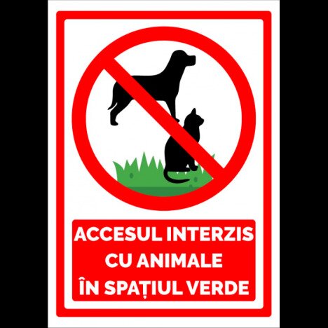 Semn pentru accesul interzis cu animale in spatiul verde