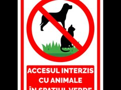 Semn pentru accesul interzis cu animale in spatiul verde